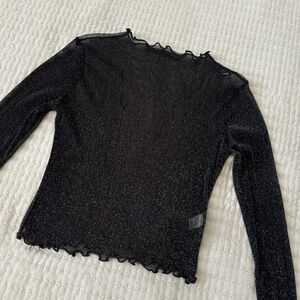 Sheer Lettuce Trim Crop Top